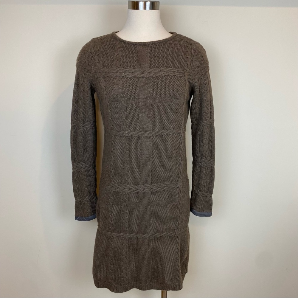 Barbour Etal Sweater Dress Winter Tartan Merino Wool/Cashmere Blend Size 6 Brown